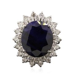 14KT White Gold 11.66ct Sapphire and Diamond Ring