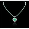 Image 1 : 14-18KT White Gold 23.29ctw Emerald and Diamond Necklace