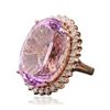 Image 2 : 14KT Rose Gold 45.02ct GIA Certified Kunzite and Diamond Ring