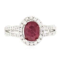 14KT White Gold 1.39ct Ruby and Diamond Ring