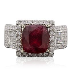 14KT White Gold 5.58ct Ruby and Diamond Ring