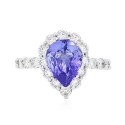 14KT White Gold 3.42ct Tanzanite and Diamond Ring