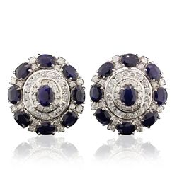 14KT White Gold 19.90ct Sapphire and Diamond Earrings