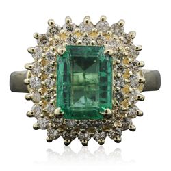 14KT Yellow Gold 1.96ct Emerald and Diamond Ring