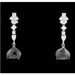 18KT White Gold 16.03ctw Black Diamond Earrings