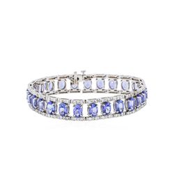 14KT White Gold 19.75ctw Tanzanite and Diamond Bracelet