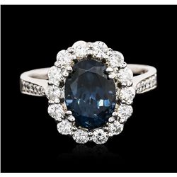 14KT White Gold 2.96ct Blue Spinel and Diamond Ring