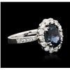 Image 2 : 14KT White Gold 2.96ct Blue Spinel and Diamond Ring