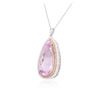 Image 3 : 14KT Rose Gold 19.54ct Kunzite and Diamond Pendant With Chain