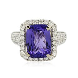 14KT White Gold 5.29ct Tanzanite and Diamond Ring