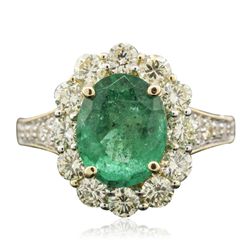 14KT Yellow Gold 2.48ct Emerald and Diamond Ring