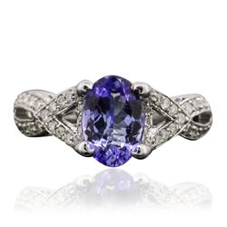 14KT White Gold 1.93ct Tanzanite and Diamond Ring