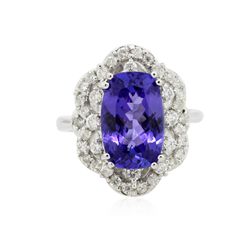 14KT White Gold 4.16ct Tanzanite and Diamond Ring