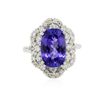 Image 1 : 14KT White Gold 4.16ct Tanzanite and Diamond Ring