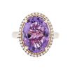 Image 1 : 14KT Rose Gold 6.66ct Amethyst and Diamond Ring