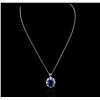 Image 1 : 14KT White Gold 14.44ctw Sapphire and Diamond Pendant With Chain