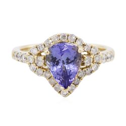 14KT Yellow Gold 1.44ct Tanzanite and Diamond Ring