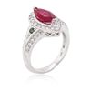 Image 3 : 14KT White Gold 1.78ct Ruby, Tourmaline and Diamond Ring