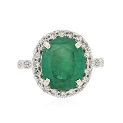 14KT White Gold 4.33ct Emerald and Diamond Ring