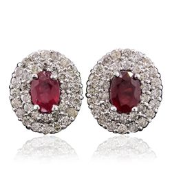 14KT White Gold 2.07ctw Ruby and Diamond Earrings