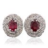 Image 1 : 14KT White Gold 2.07ctw Ruby and Diamond Earrings