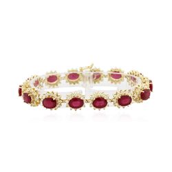 14KT Yellow Gold 21.45ctw Ruby and Diamond Bracelet