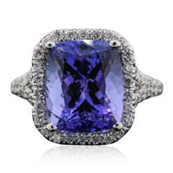 14KT White Gold 6.31ct Tanzanite and Diamond Ring