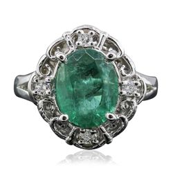 14KT White Gold 2.23ct Emerald and Diamond Ring