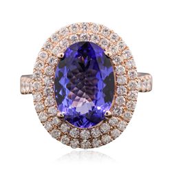 14KT Rose Gold 5.26ct Tanzanite and Diamond Ring