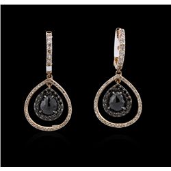 14KT Rose Gold 3.52ctw Black Diamond Earrings