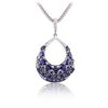Image 2 : 14KT White Gold 15.07ctw Sapphire & Diamond Pendant with Chain