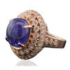 Image 2 : 14KT Rose Gold 9.72ct Tanzanite and Diamond Ring