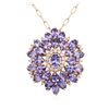 Image 2 : 14KT Rose Gold 7.06ctw Tanzanite and Diamond Pendant With Chain
