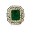 Image 1 : 14KT Two-Tone 3.67ct Emerald and Diamond Ring