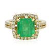 Image 1 : 14KT Yellow Gold 3.42ct Emerald and Diamond Ring