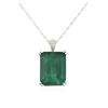 Image 2 : 14KT White Gold 18.73ct Emerald and Diamond Pendant With Chain