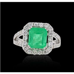 18KT White Gold 2.68ct Emerald and Diamond Ring