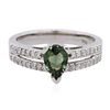 Image 1 : 14KT White Gold 0.29ct Alexandrite and Diamond Ring