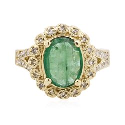 14KT Yellow Gold 1.89ct Emerald and Diamond Ring