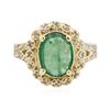 Image 1 : 14KT Yellow Gold 1.89ct Emerald and Diamond Ring