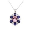 Image 2 : 14KT White Gold 2.65ct Tourmaline, Sapphire and Diamond Pendant With Chain