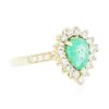 Image 2 : 14KT Yellow Gold 0.90ct Emerald and Diamond Ring