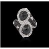 Image 1 : 14KT White Gold 6.44ctw Black Diamond Ring