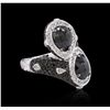 Image 2 : 14KT White Gold 6.44ctw Black Diamond Ring