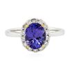 Image 1 : 14KT Two-Tone Gold 1.83ct Tanzanite and Diamond Ring