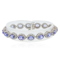 14KT White Gold 10.40ctw Tanzanite and Diamond Bracelet