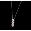 Image 3 : 14KT White Gold 0.84ctw Diamond Pendant With Chain