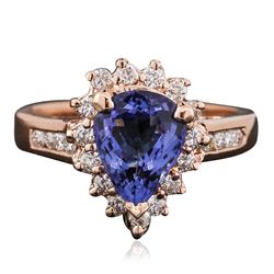 14KT Rose Gold 2.08ct Tanzanite and Diamond Ring