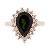 Image 1 : 14KT Rose Gold 3.04ct Green Tourmaline and Diamond Ring