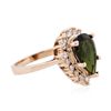 Image 2 : 14KT Rose Gold 3.04ct Green Tourmaline and Diamond Ring